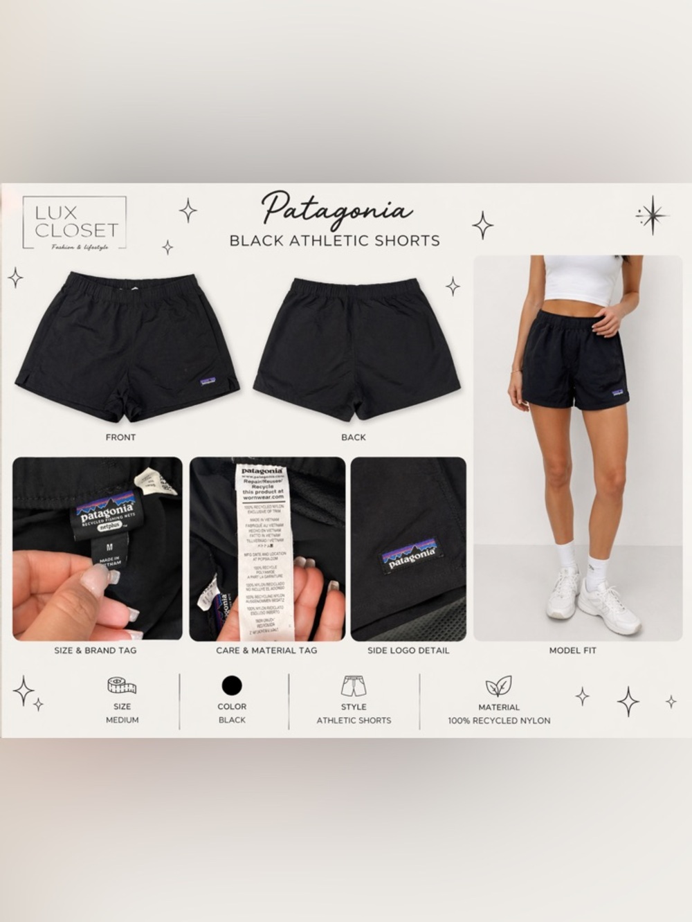 Patagonia Black Athletic Shorts